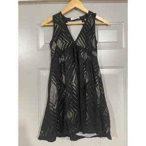 Abercrombie & Fitch Mini Dress Womens XS Black Gold Geometric Metallic Excellent